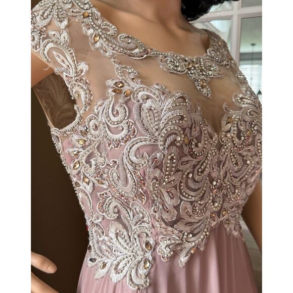 Mother of bride Embellished Illusion Jewel Neck A-line gown size large - XL - Picture 13 of 13